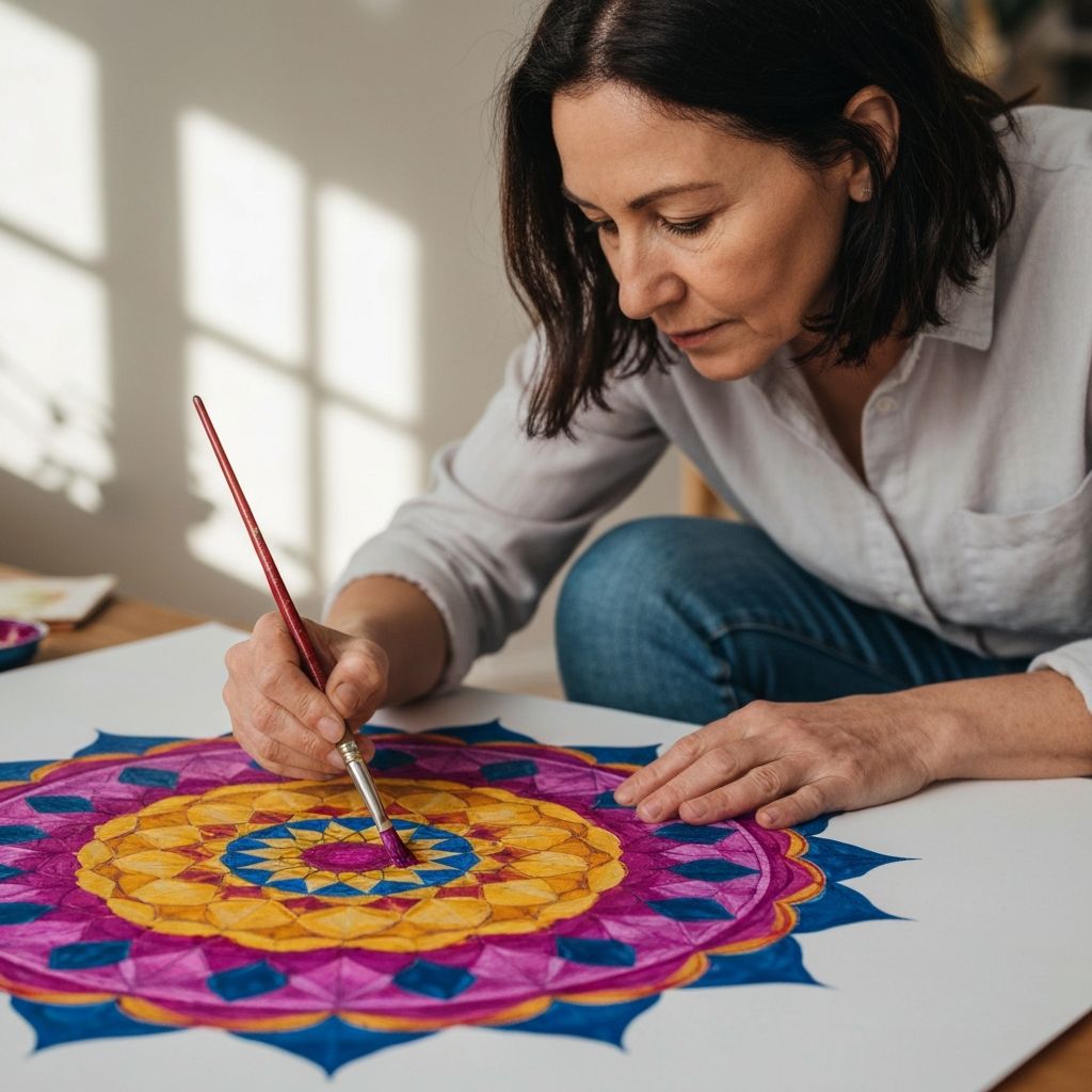 Mandala para pintar com aquarela para relaxamento e bem-estar — Portal da Felicidade